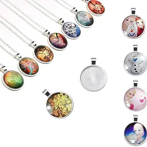DAHI Bezel Pendant Trays for Jewelry Making DIY Round Pendant Tray Charm Bezel Blanks Setting Cabochon Blank Base for DIY Jewelry Findings Making,Crafting Photo,Necklace,Pendant Making Visit the Oubaka Store