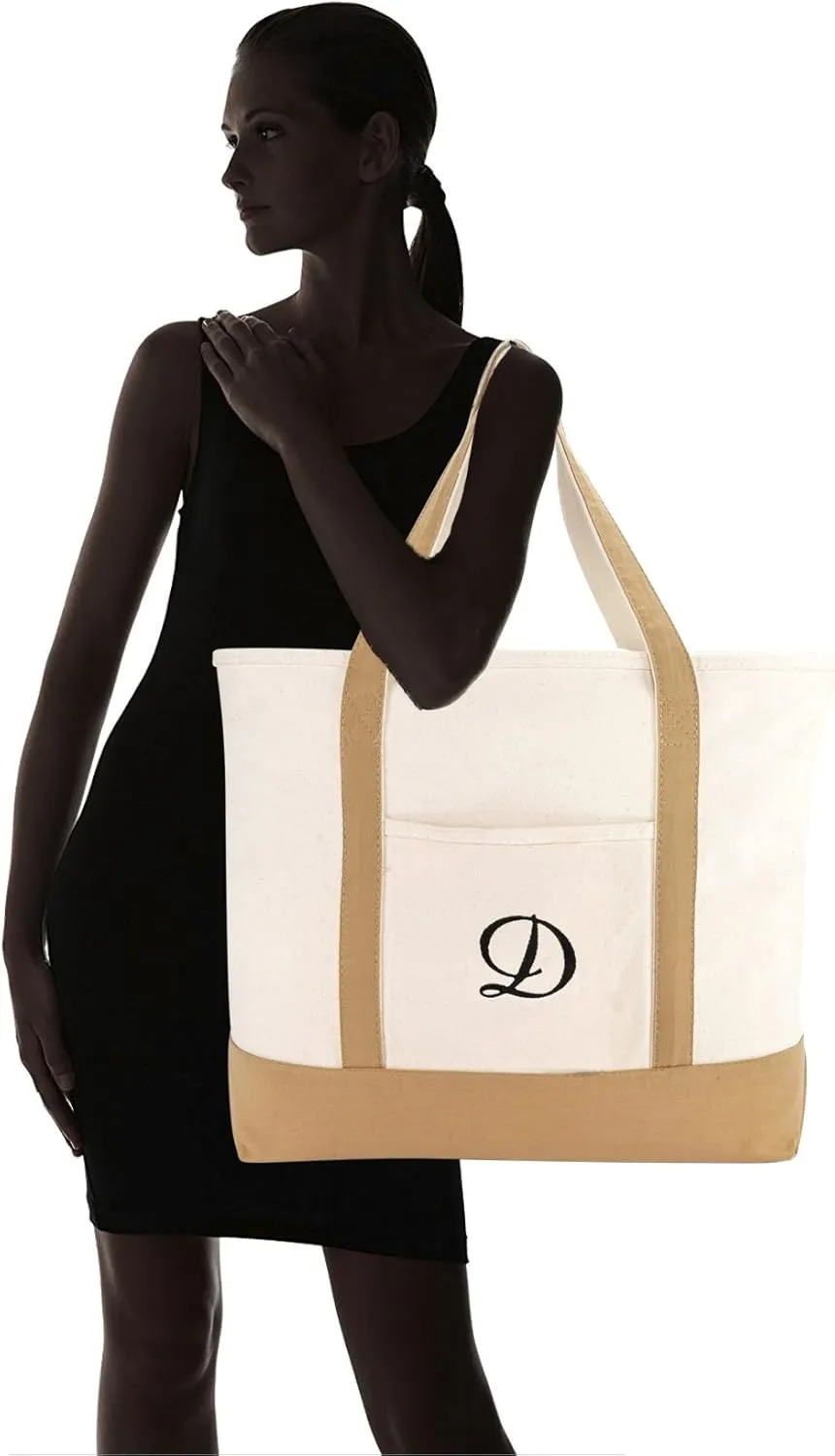 DALIX Tote Bag Satchel Shoulder Bags for Women Beach Totes Brown Ballent A - Z