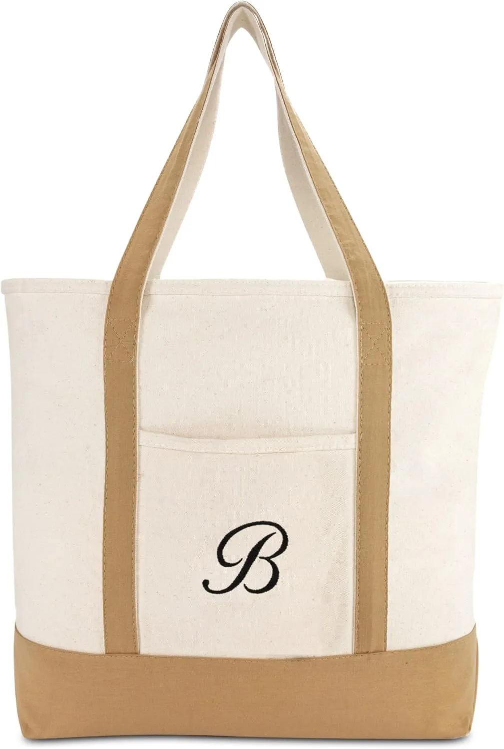DALIX Tote Bag Satchel Shoulder Bags for Women Beach Totes Brown Ballent A - Z