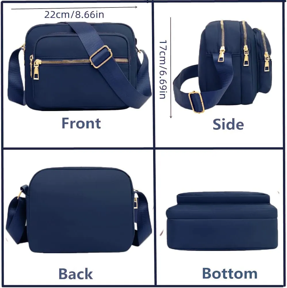DIHKLCIO Nylon Crossbody Bags for Women Purses and Handbags Women's Casual Messenger Bag Waterproof Black Crossbody Purse