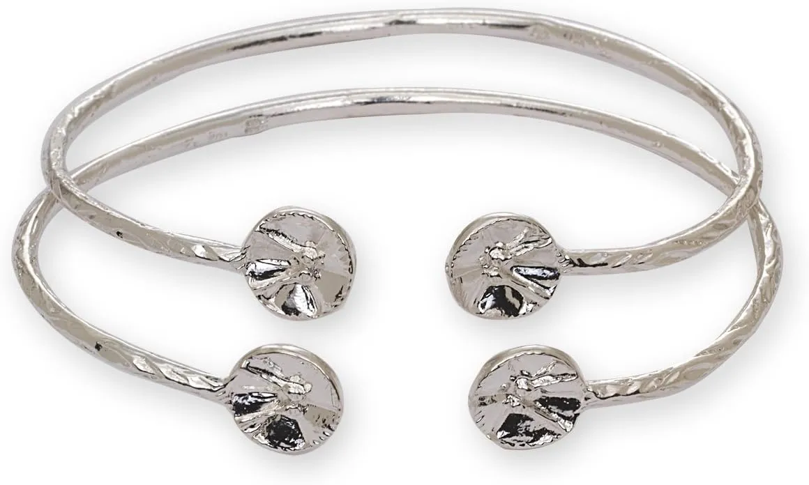 Drum Ends .925 Sterling Silver West Indian Bangles (Pair 22g) (MADE IN USA)