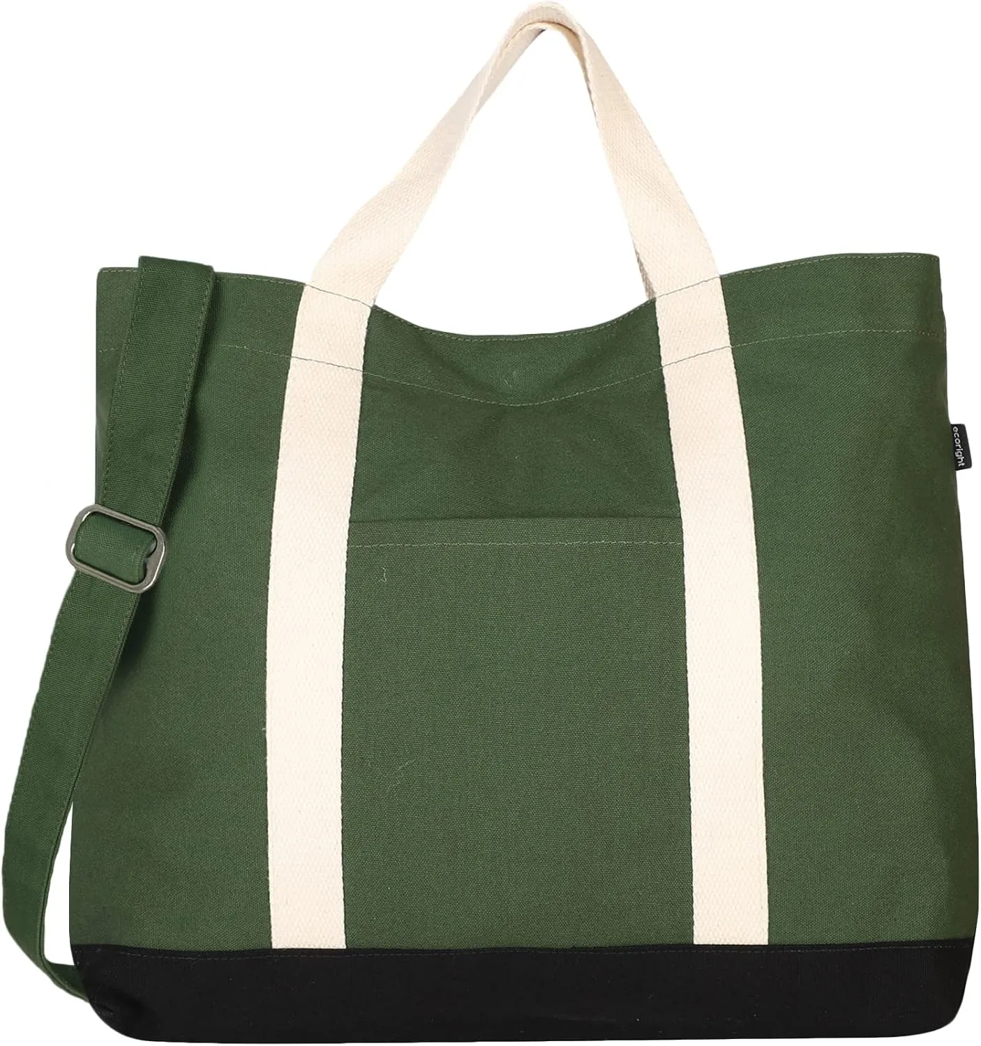 Eco Right Extra Large Canvas Tote Bag for Shopping & Work, Beach Bag with Adjustable Crossbody Handles