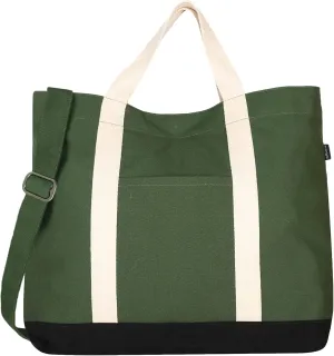 Eco Right Extra Large Canvas Tote Bag for Shopping & Work, Beach Bag with Adjustable Crossbody Handles
