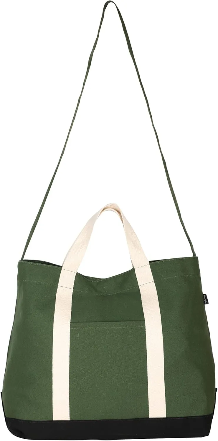 Eco Right Extra Large Canvas Tote Bag for Shopping & Work, Beach Bag with Adjustable Crossbody Handles