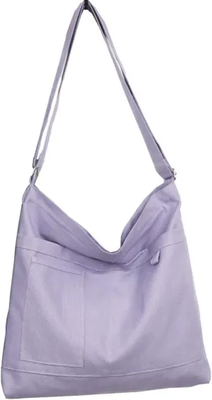 Economical Cotton Canvas Tote Bag,Women Hobo Shoulder Bag Crossbody Handbag with 3 External Pocket,Zipper Closure