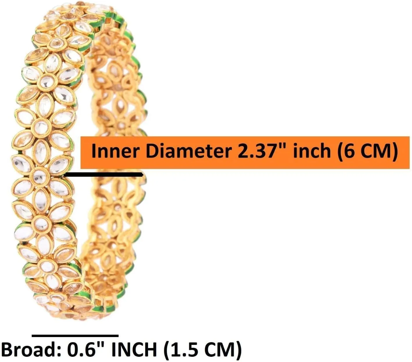Efulgenz Indian Bangles for Women Indian Kundan Bangles Crystal Bangles for Women Indian Gold Kundan Set Floral Indian Bangles Indian Jewelry Bangles Women Indian Bangles