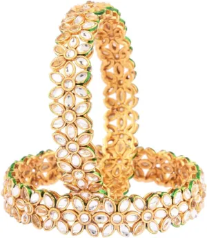 Efulgenz Indian Bangles for Women Indian Kundan Bangles Crystal Bangles for Women Indian Gold Kundan Set Floral Indian Bangles Indian Jewelry Bangles Women Indian Bangles