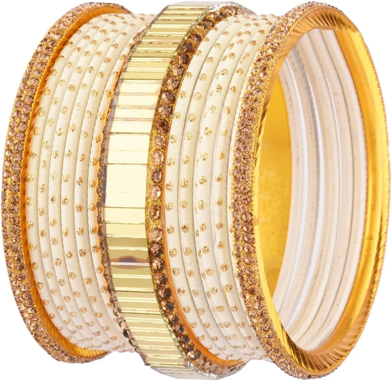 Efulgenz Indian Bridal Bangles Set Rhinestone CZ Metal Bracelet Bangle Jewelry CZ Crystal Glass Stone Bracelet Wedding Bangles for Women