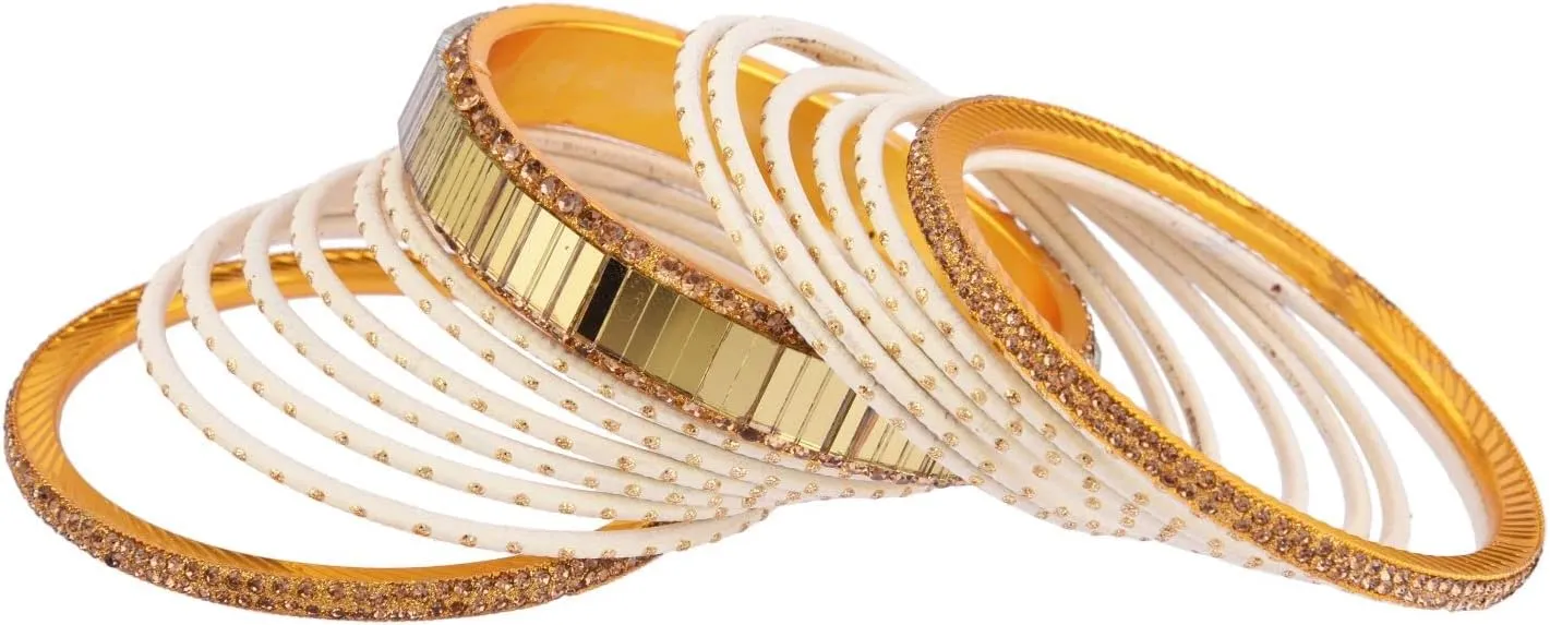 Efulgenz Indian Bridal Bangles Set Rhinestone CZ Metal Bracelet Bangle Jewelry CZ Crystal Glass Stone Bracelet Wedding Bangles for Women