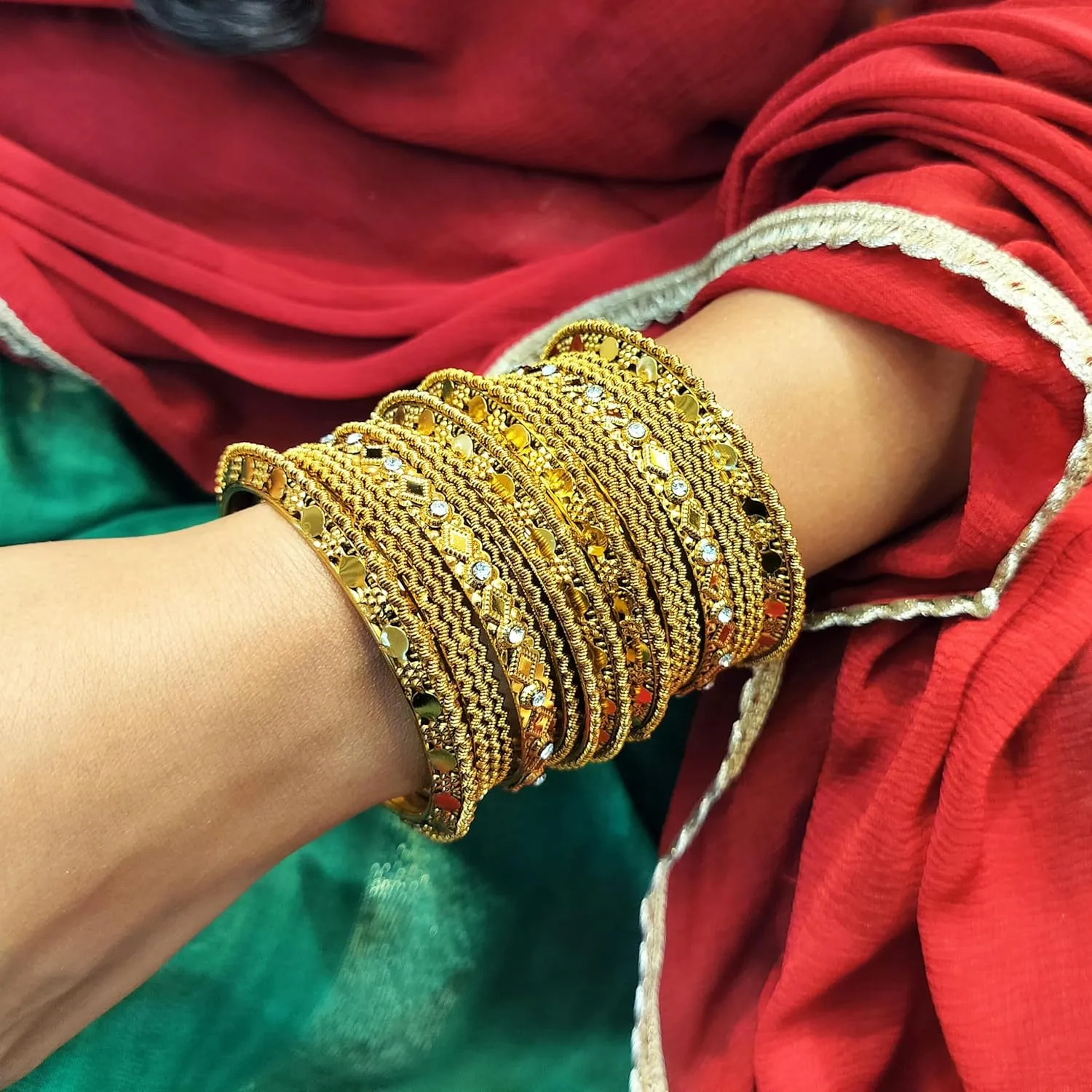 Efulgenz Indian Oxidized Jewelry for Navratri Indian Oxidized Bangle Bracelet Set for Women Bohoemian Jewelry Crystal Antique Bracelet Set Bangles Fashion Statement Jewelry for Women