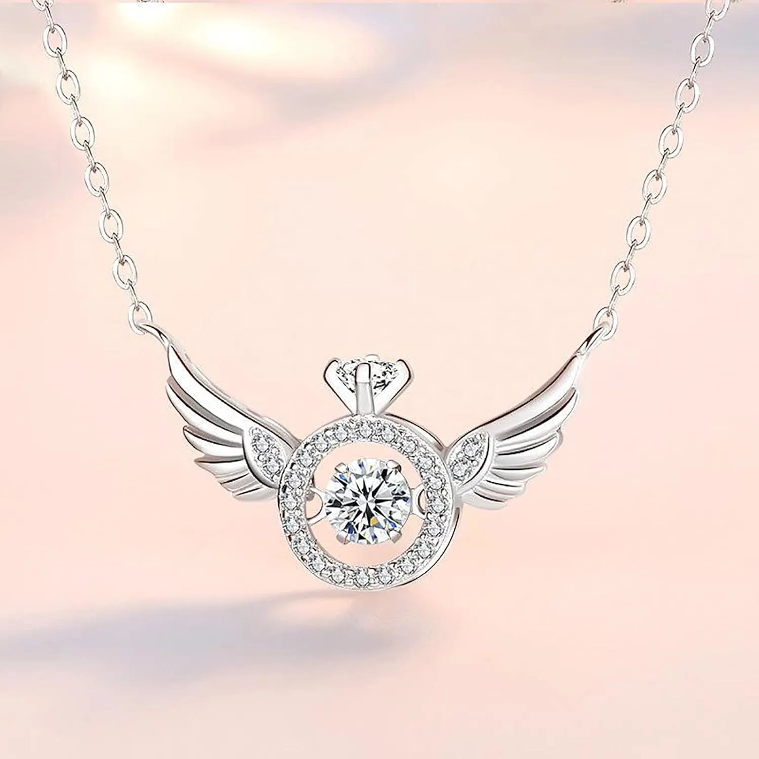 Elegant Necklace Jewelry Wingss Gift Angel Heartbeat Smart Trend Necklace Fashion Clavicle Necklaces & Pendants (Silver, One Size)