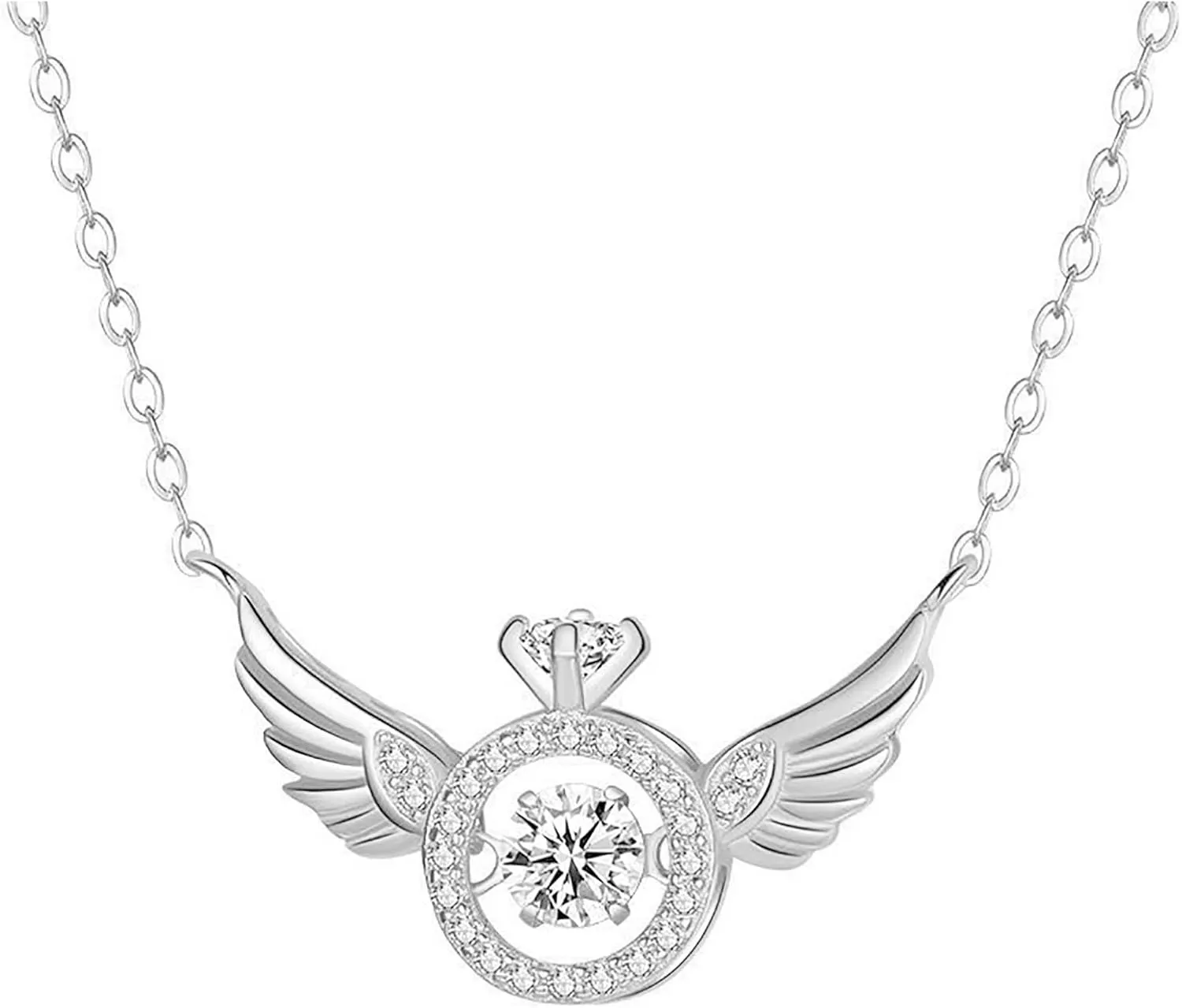 Elegant Necklace Jewelry Wingss Gift Angel Heartbeat Smart Trend Necklace Fashion Clavicle Necklaces & Pendants (Silver, One Size)