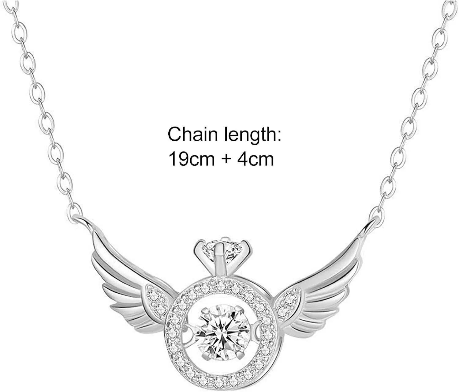 Elegant Necklace Jewelry Wingss Gift Angel Heartbeat Smart Trend Necklace Fashion Clavicle Necklaces & Pendants (Silver, One Size)