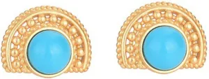 Elegant Retro Earring Studs Gold Plated Turquoise Post Earrings for Women Fashi