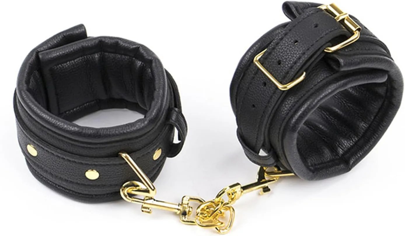 Elevate Your Look with Our Soft Spong Padded Leather Bangles. Ankle Bracelet with Chain Hook, Adjustable Pin Buckle Bracelets Kits, Ideal for Cosplay - A Must-Have Fashion Accessory
