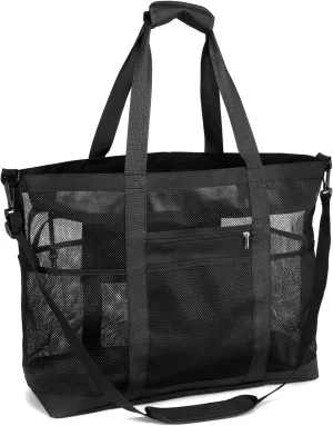 F-color Mesh Beach Bag Family - Beach Tote Bag Cruise Vacation Essentials, XL