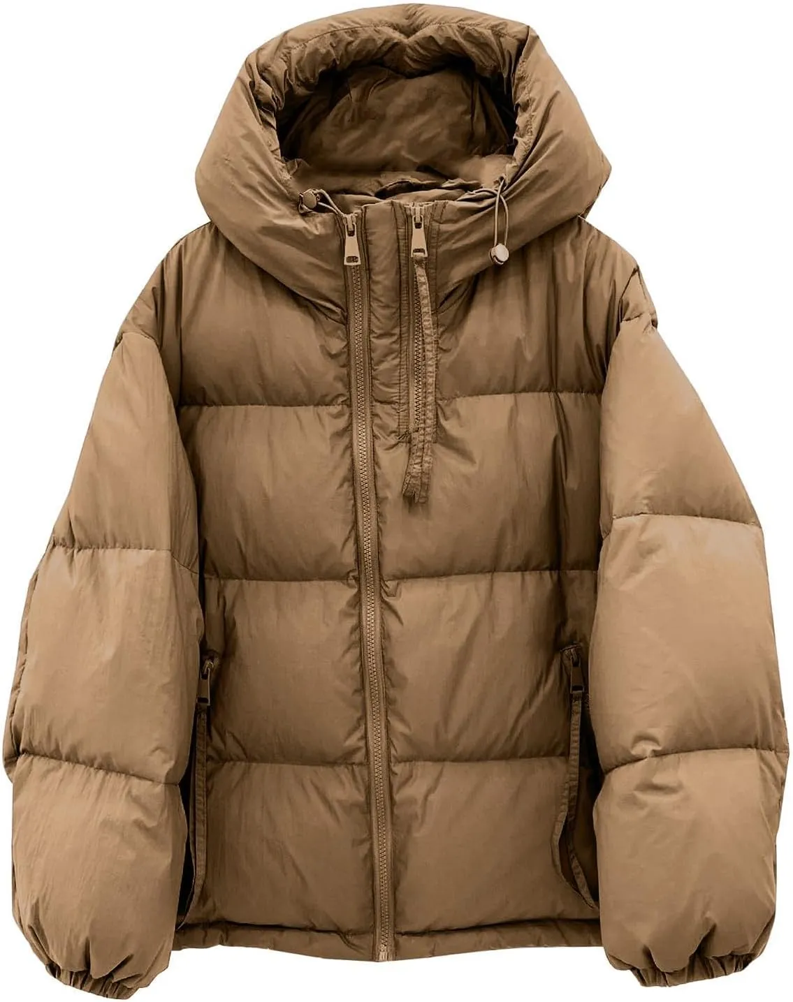 Fall Coats for Women 2024 Oversized Thick Padded Winter Jackets Long Sleeve Zipper Hooded Down Coat Outerwear