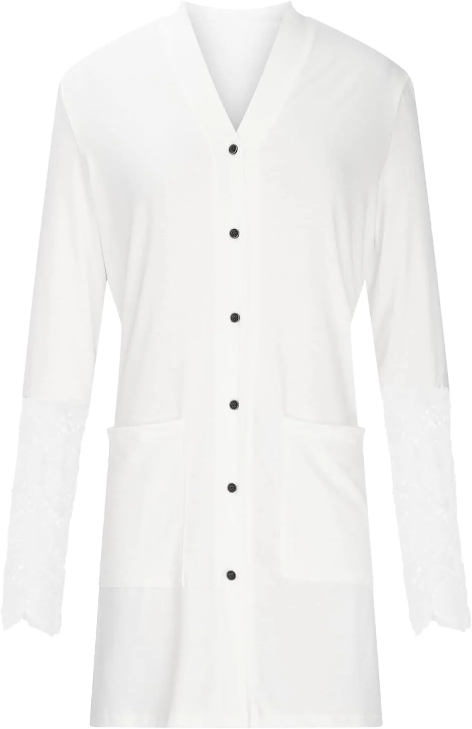 Fall Jackets for Women 2024 Casual Lace Long Sleeve Tops Mid-Length Button Cardigan Coats Outerwear with Pockets