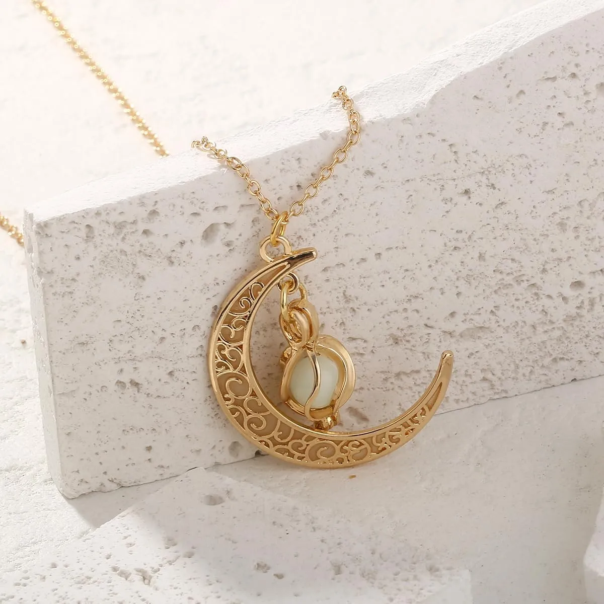 Fantasy Glow in the Dark Crescent Moon Necklaces - Jewelry Charms Pendants for Women - Fairy, witches, Space Necklace