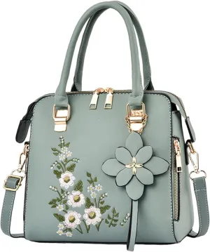Fashion Embroidered Handbag For Middle Simple One Shoulder Crossbody Bags Passenger Bag Men Large Tote (Green, One Size)