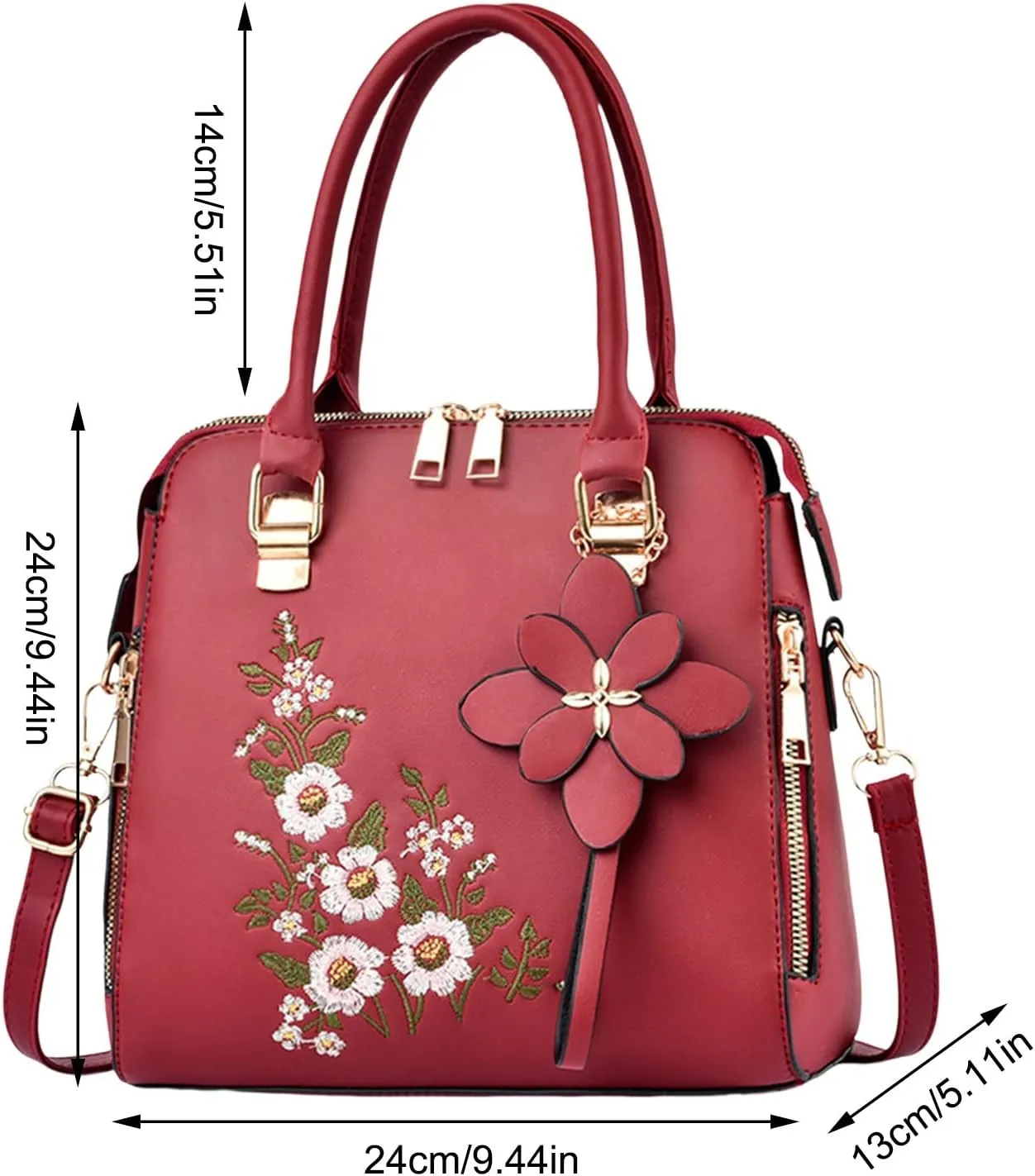 Fashion Embroidered Handbag For Middle Simple One Shoulder Crossbody Bags Passenger Bag Men Large Tote (Green, One Size)