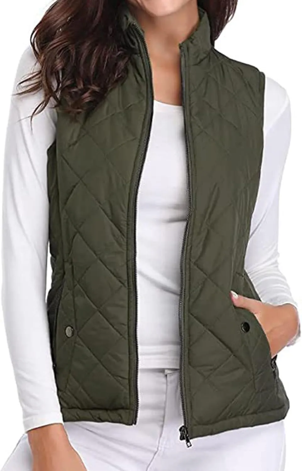 Fashion Quilted Vest Coats Sleeveless Puffer Jacket for Women Down Cotton Wadded Waistcoat with Pockets