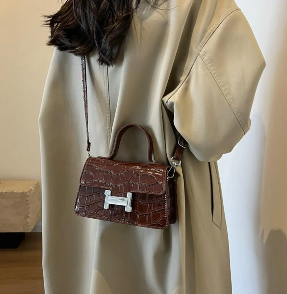 Fashion Shoulder Crossbody Bag for Women Vegan Leather Y2k Purse Small Totes Crocodile Handbag Satchel Clutch