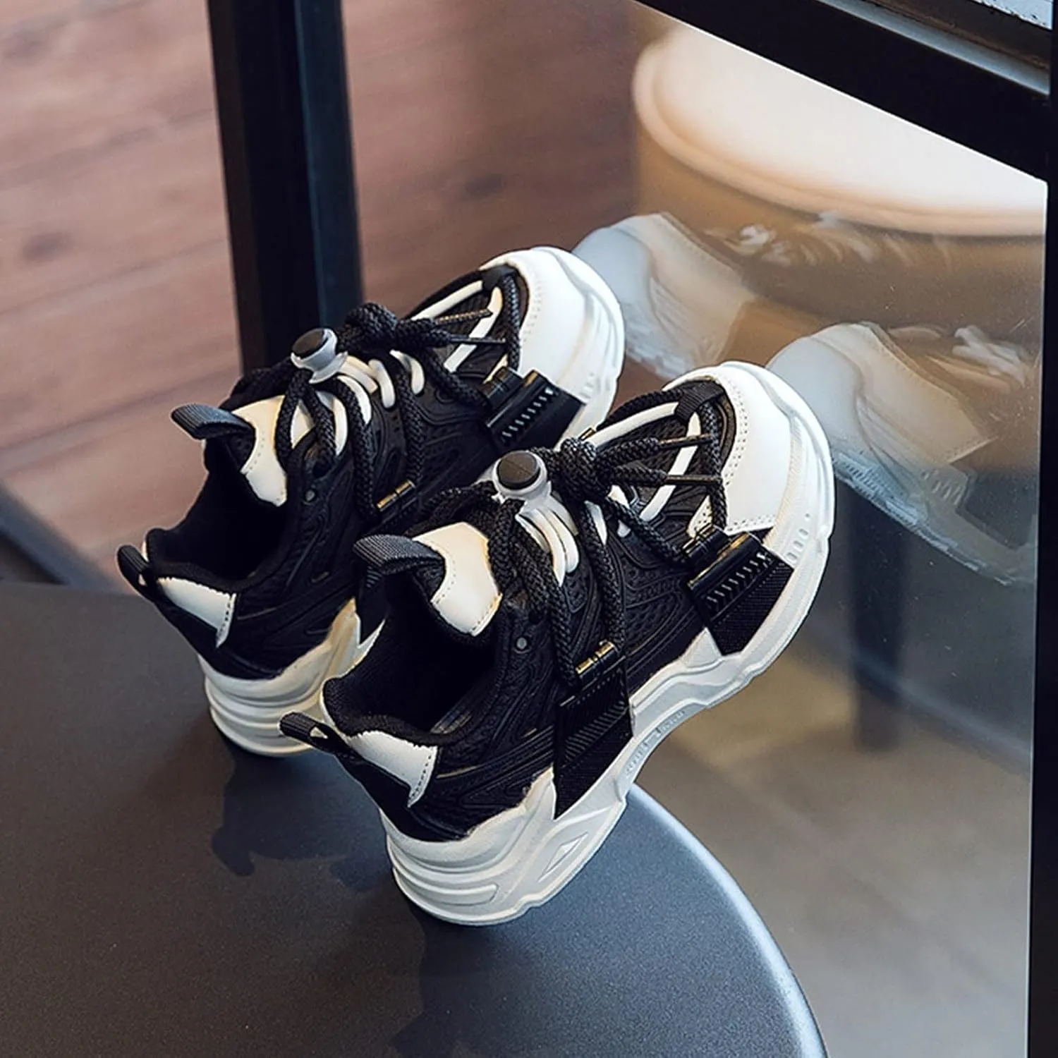 Fashion Spring Summer Children Sports Shoes Thick Soles Non Slip Breathable Run Comfortable Solid Kids Shoes Size 4