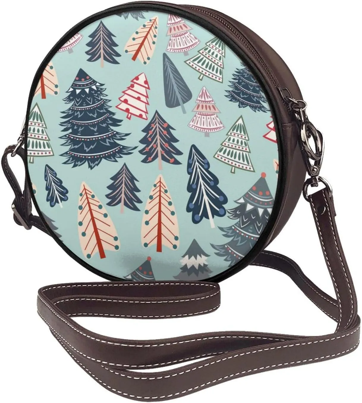 Faux Leather Shoulder Bag for Women, Round Shoulder Purse and Clutch Tote Bag with Shoulder Strap