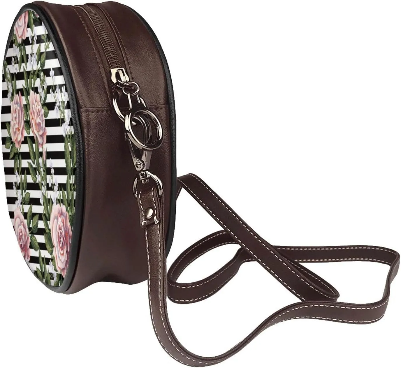 Faux Leather Shoulder Bag for Women, Round Shoulder Purse and Clutch Tote Bag with Shoulder Strap