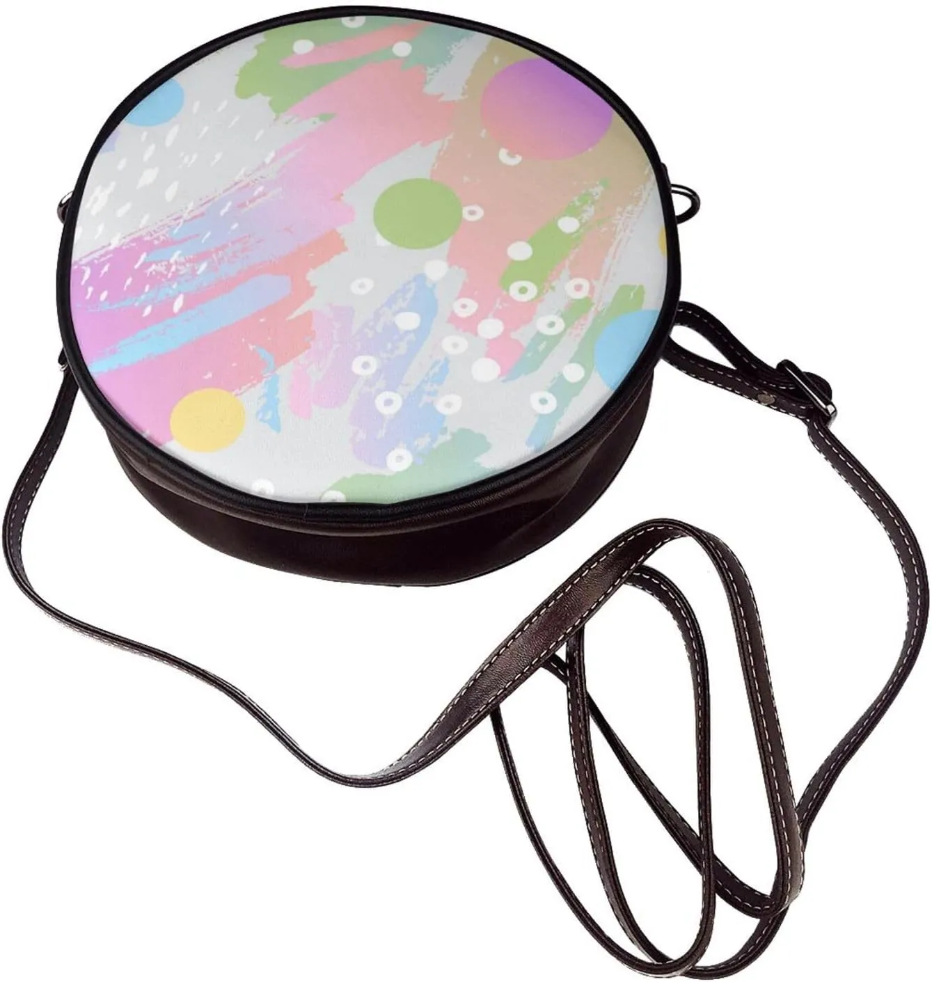 Faux Leather Shoulder Bag for Women, Round Shoulder Purse and Clutch Tote Bag with Shoulder Strap