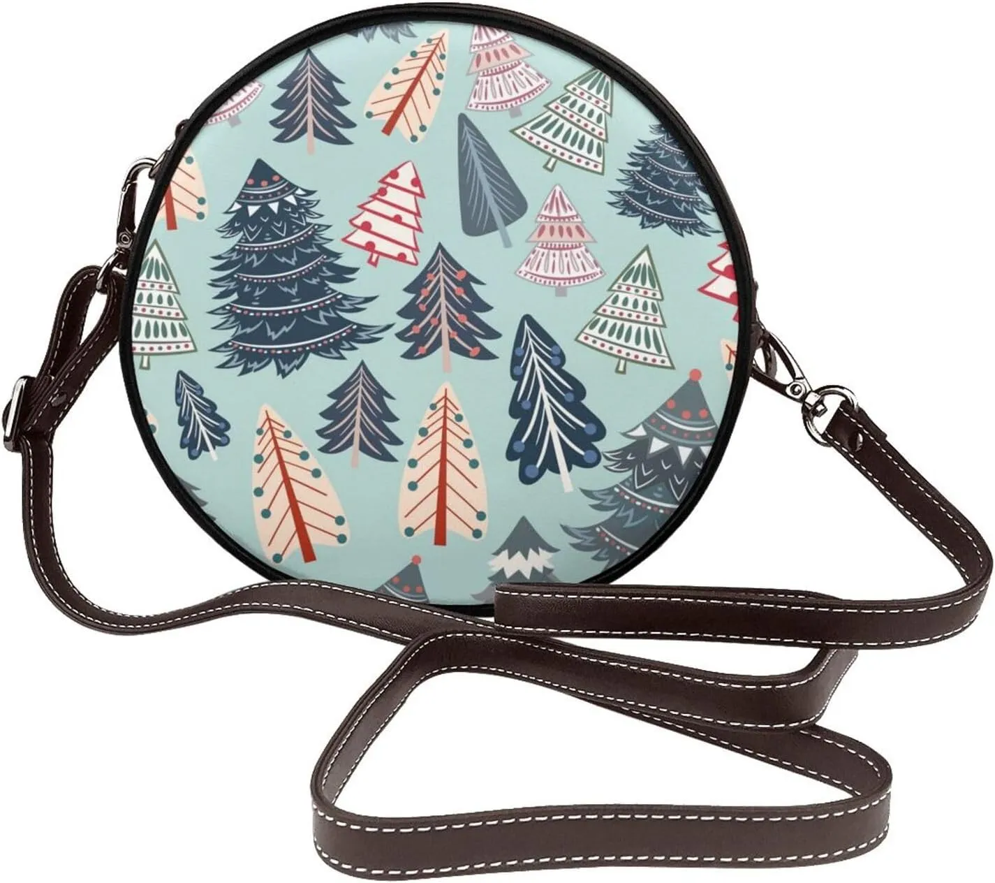 Faux Leather Shoulder Bag for Women, Round Shoulder Purse and Clutch Tote Bag with Shoulder Strap