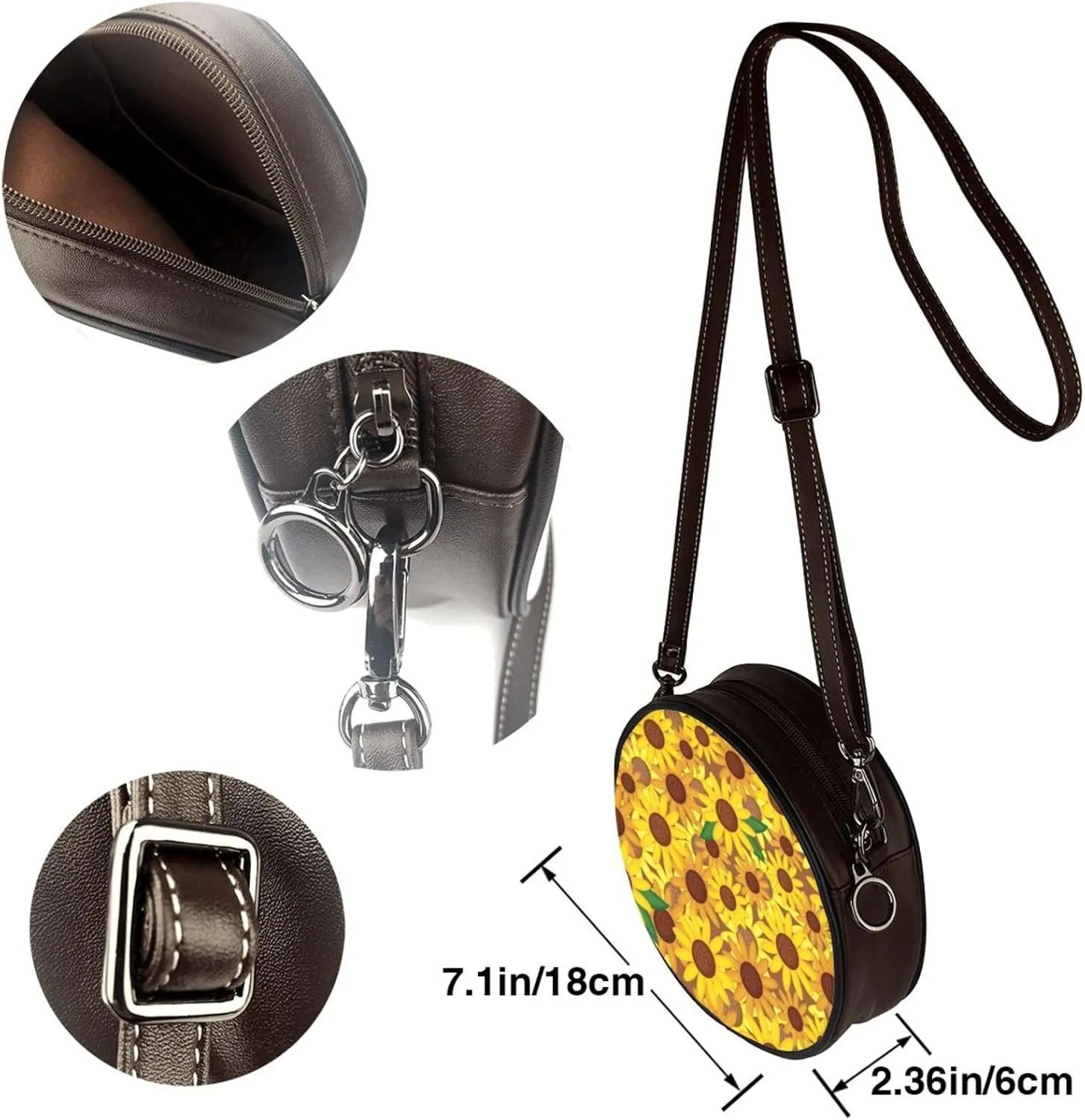 Faux Leather Shoulder Bag for Women, Round Shoulder Purse and Clutch Tote Bag with Shoulder Strap