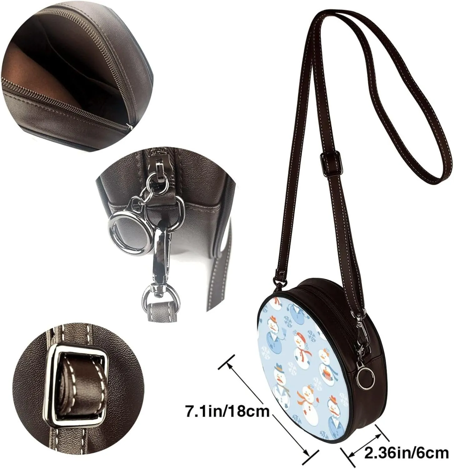Faux Leather Shoulder Bag for Women, Round Shoulder Purse and Clutch Tote Bag with Shoulder Strap