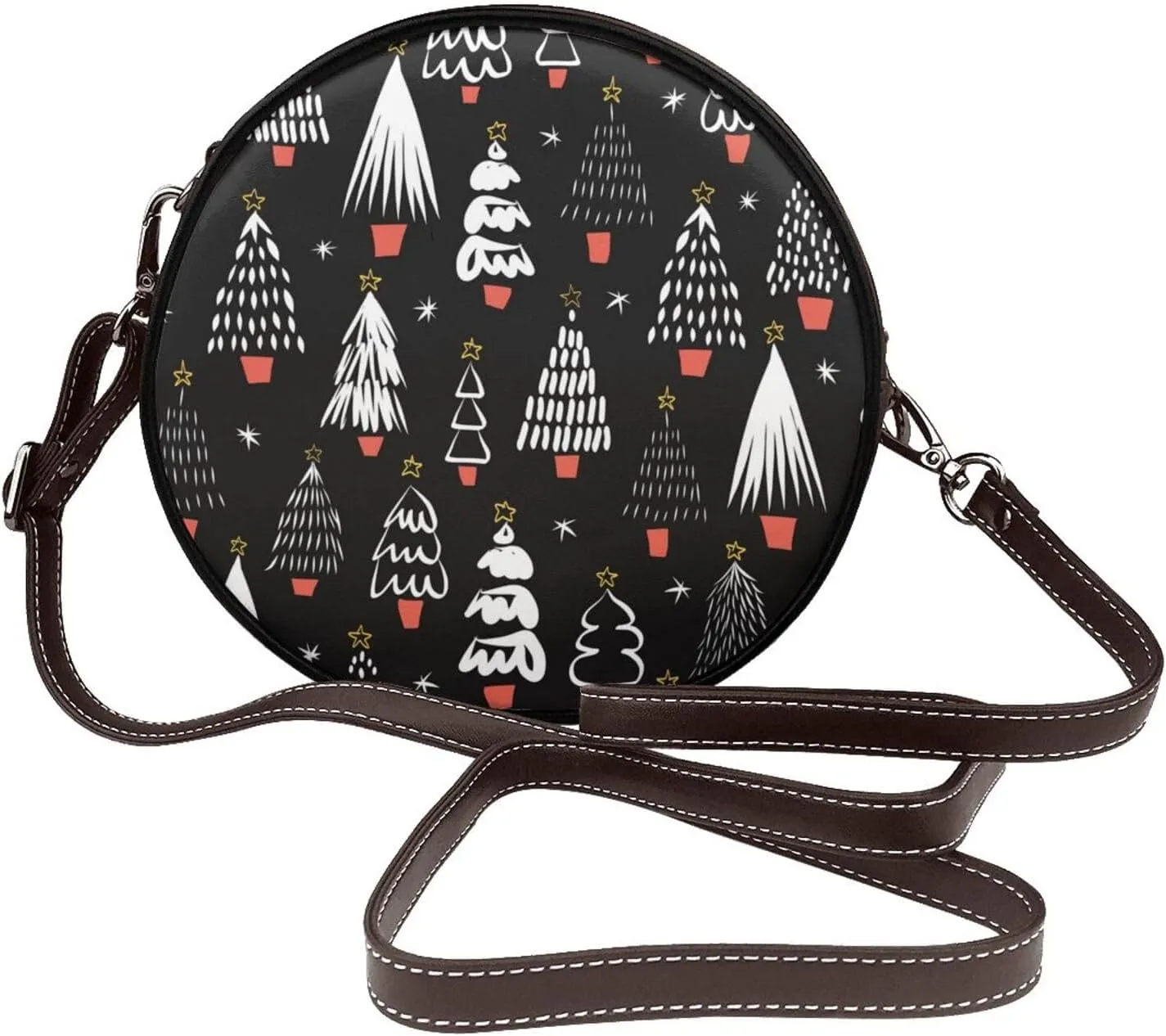 Faux Leather Shoulder Bag for Women, Round Shoulder Purse and Clutch Tote Bag with Shoulder Strap