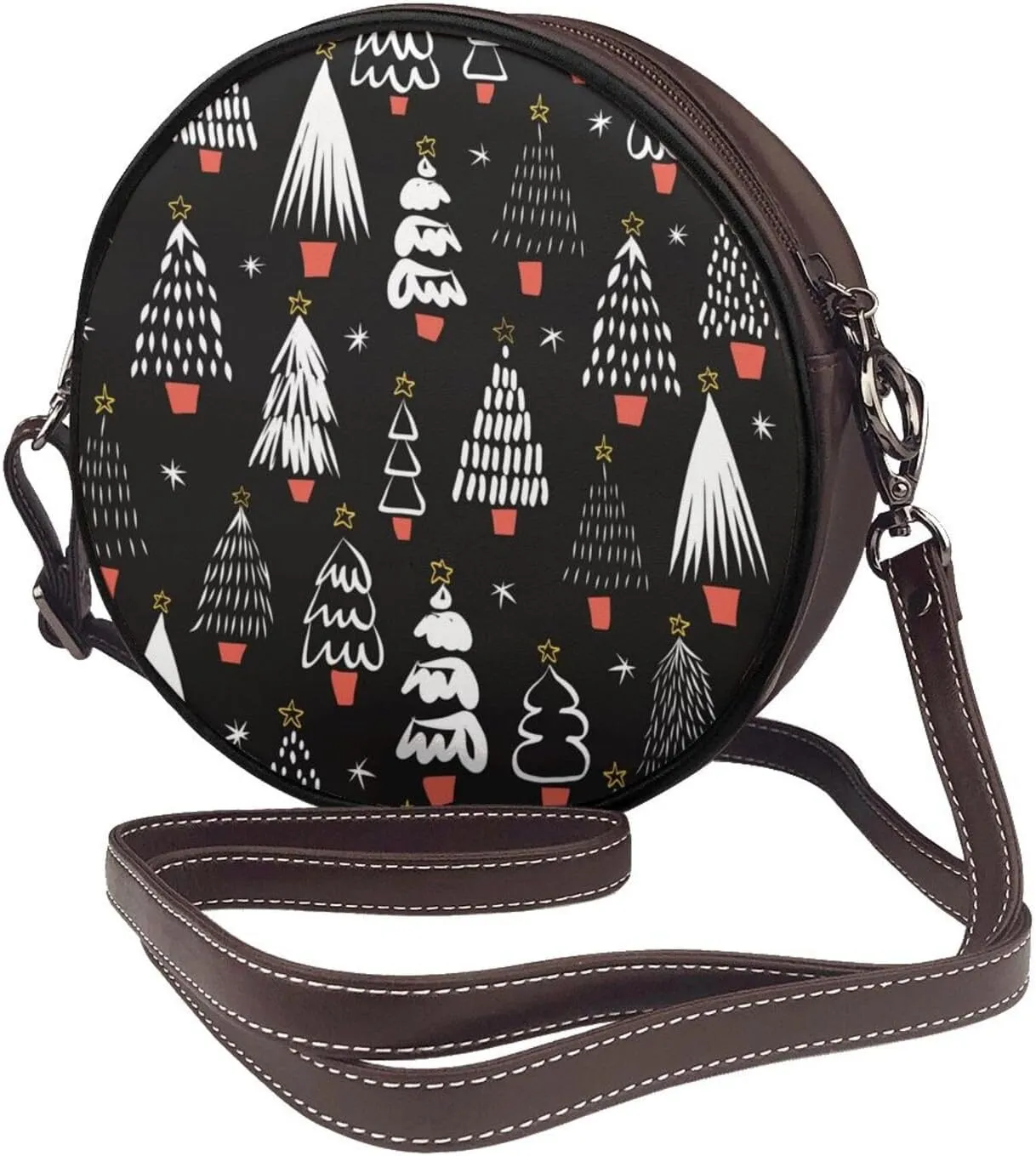 Faux Leather Shoulder Bag for Women, Round Shoulder Purse and Clutch Tote Bag with Shoulder Strap