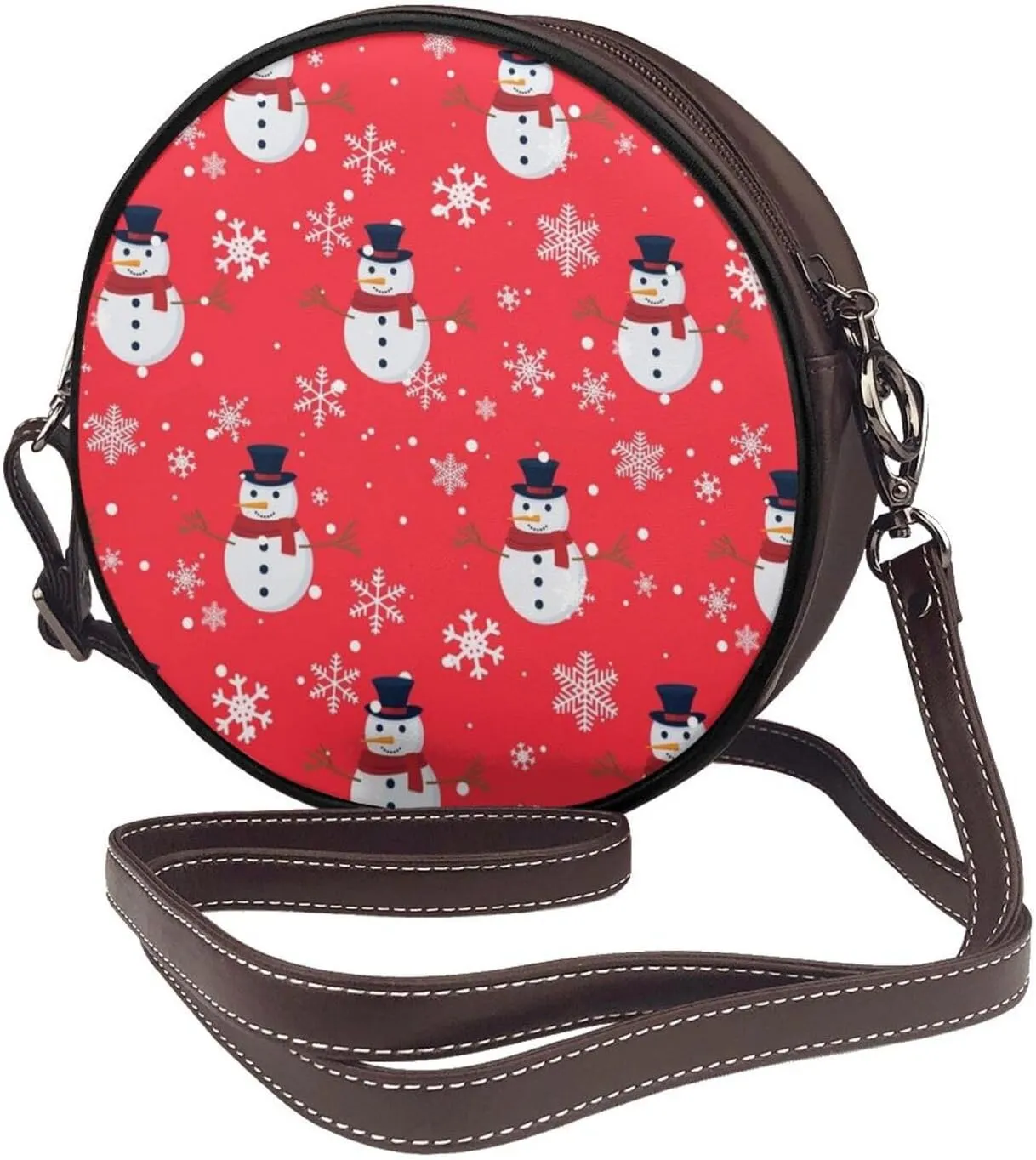 Faux Leather Shoulder Bag for Women, Round Shoulder Purse and Clutch Tote Bag with Shoulder Strap