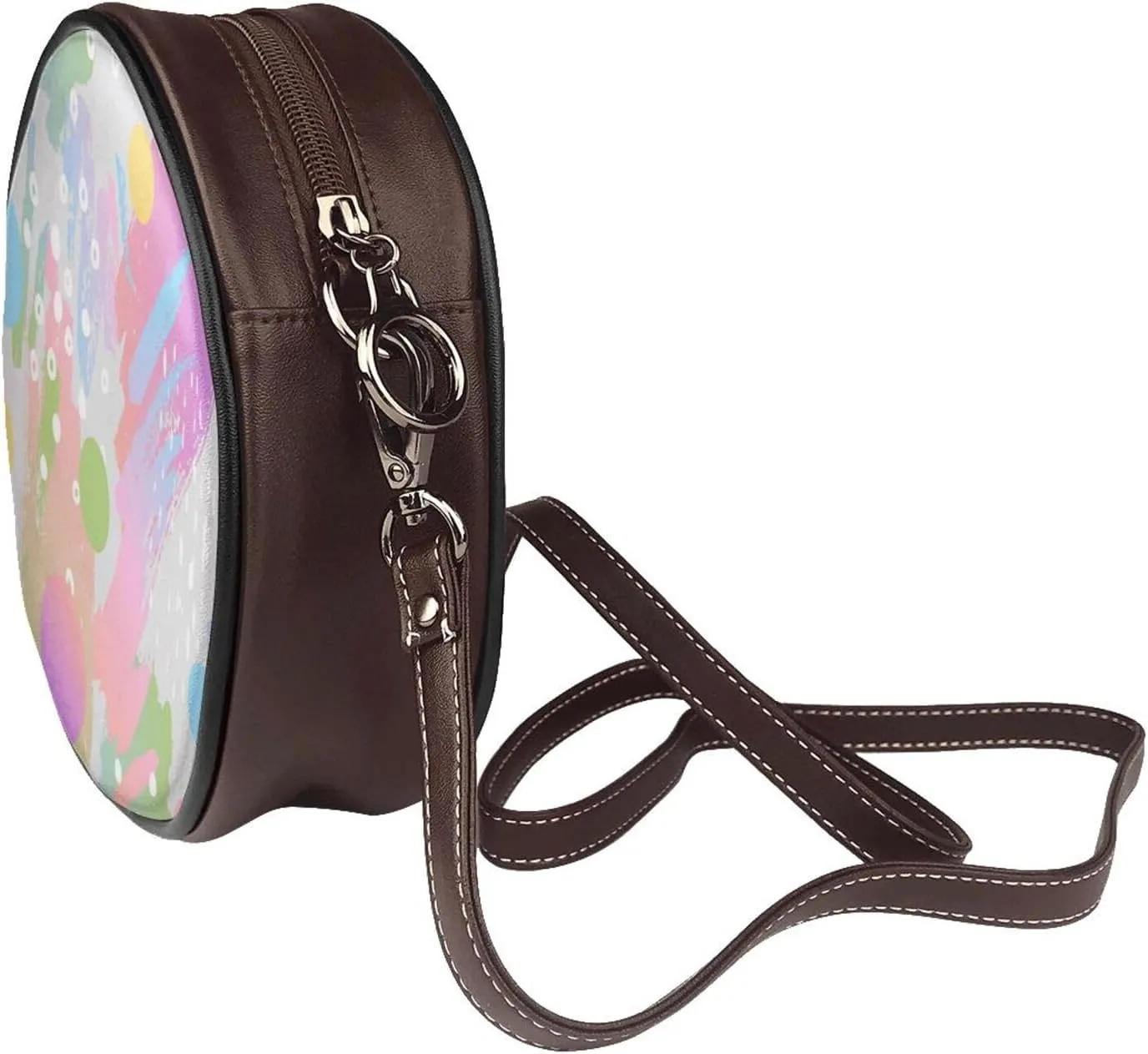 Faux Leather Shoulder Bag for Women, Round Shoulder Purse and Clutch Tote Bag with Shoulder Strap