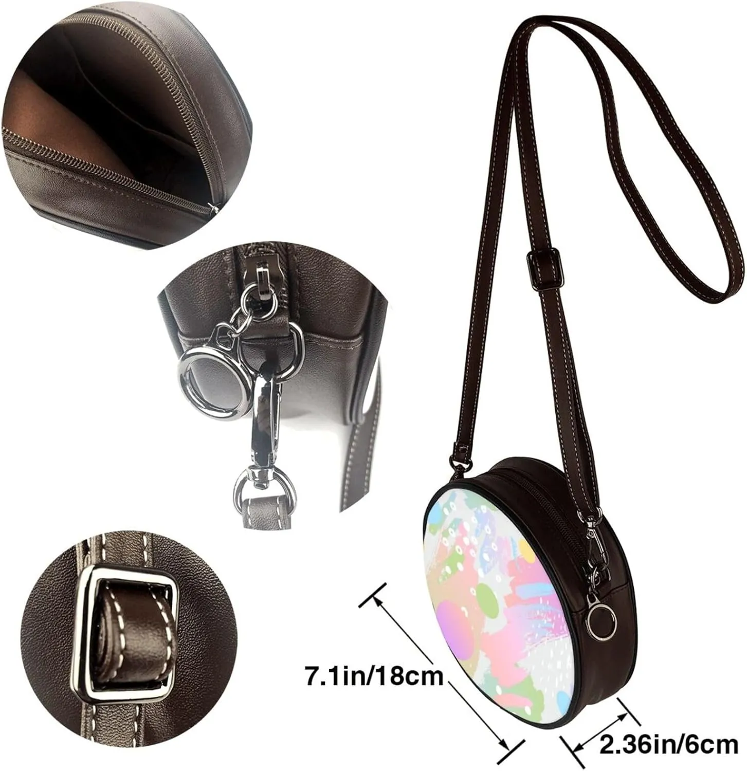 Faux Leather Shoulder Bag for Women, Round Shoulder Purse and Clutch Tote Bag with Shoulder Strap