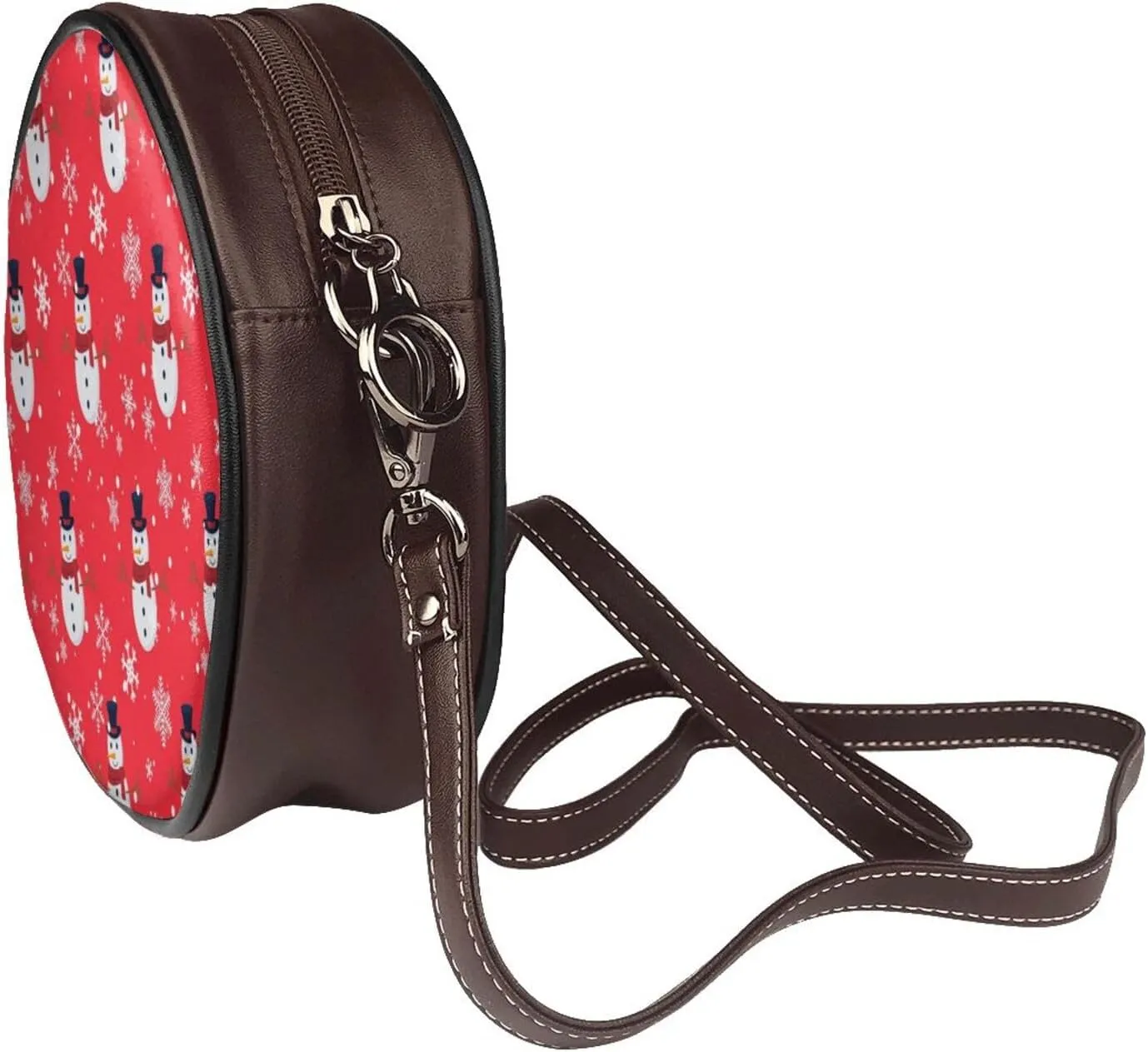 Faux Leather Shoulder Bag for Women, Round Shoulder Purse and Clutch Tote Bag with Shoulder Strap