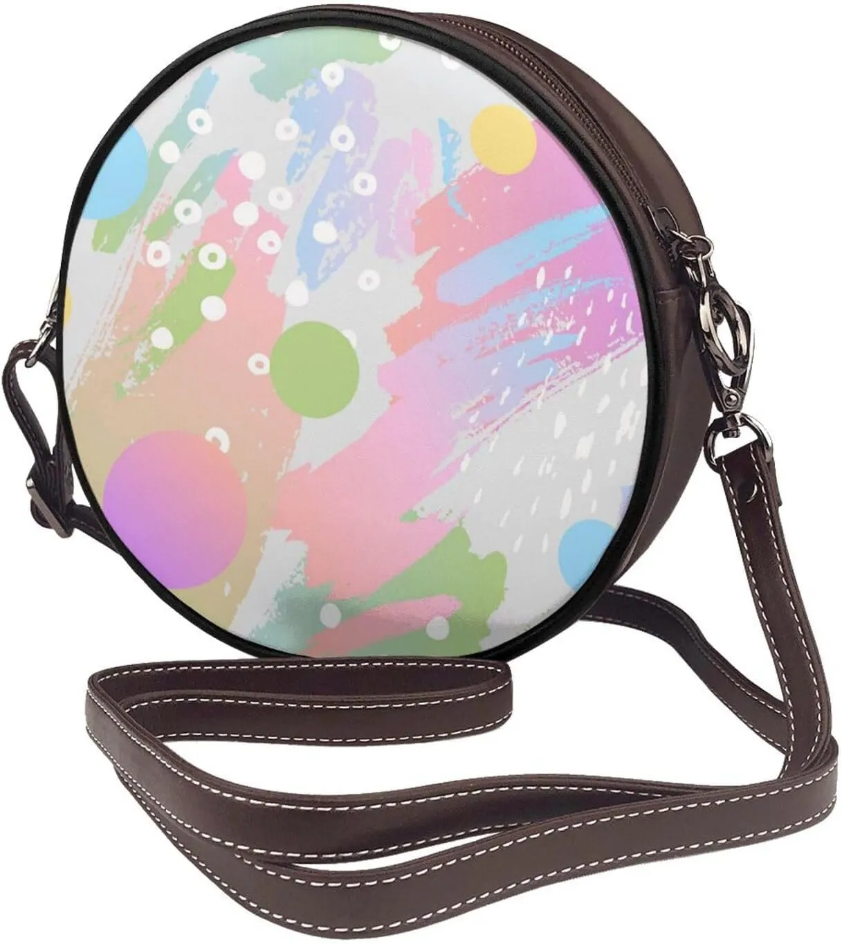 Faux Leather Shoulder Bag for Women, Round Shoulder Purse and Clutch Tote Bag with Shoulder Strap
