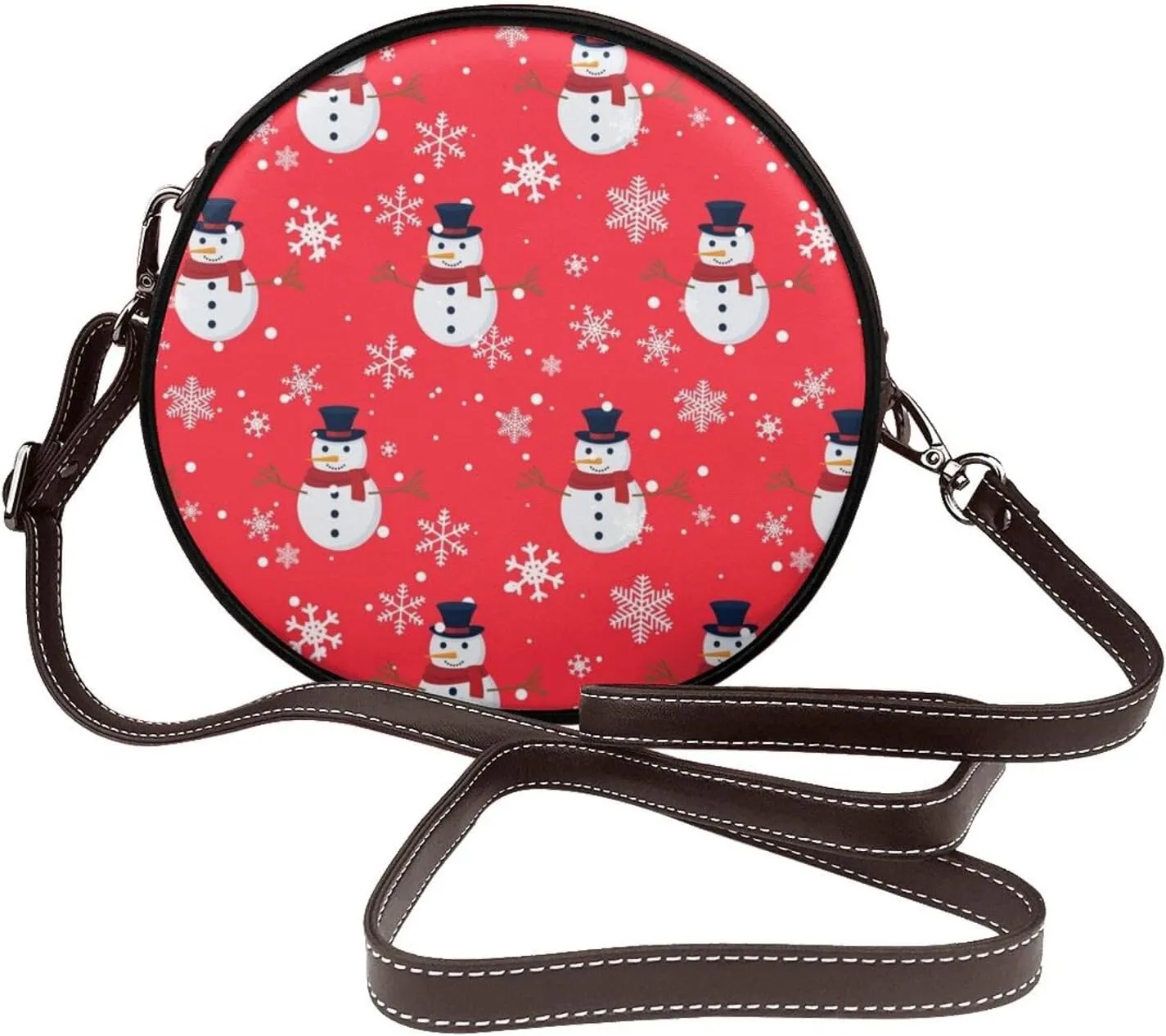 Faux Leather Shoulder Bag for Women, Round Shoulder Purse and Clutch Tote Bag with Shoulder Strap