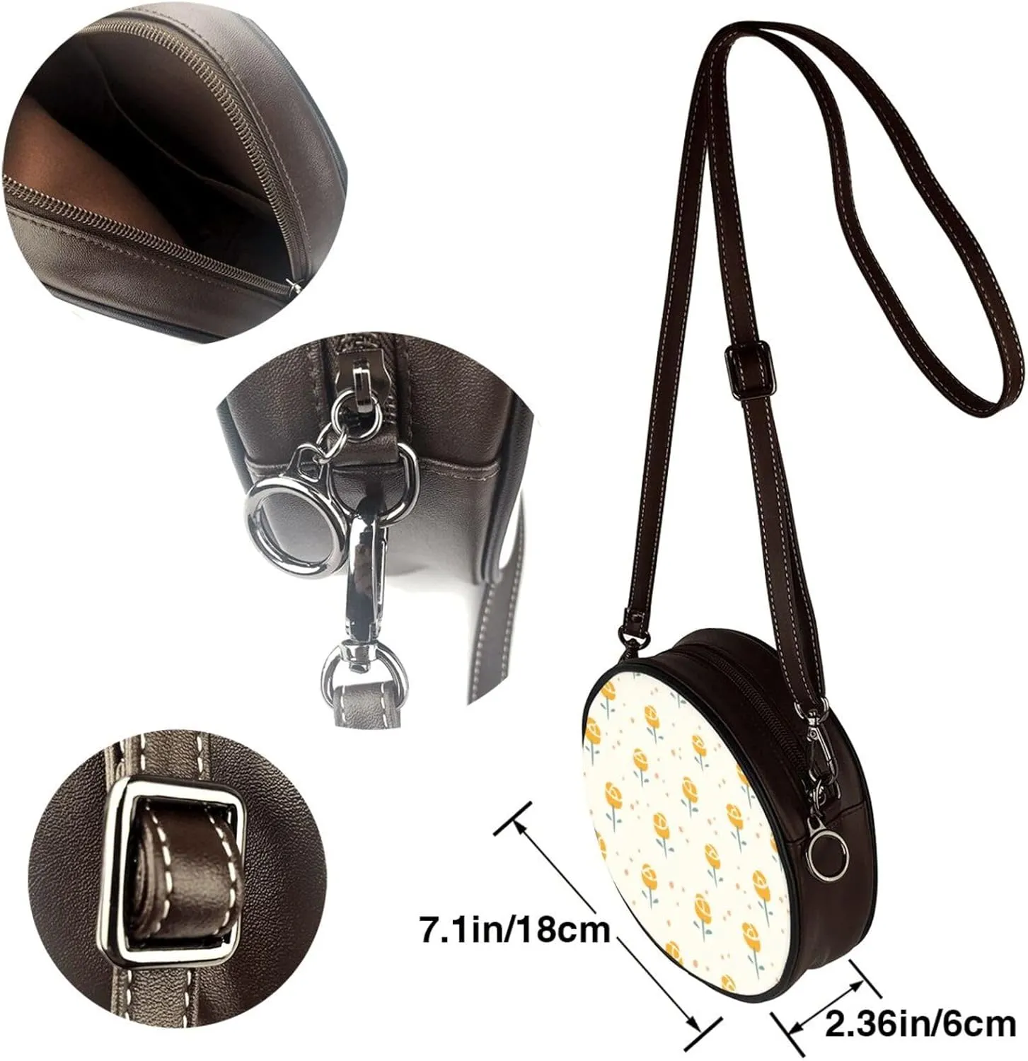 Faux Leather Shoulder Bag for Women, Round Shoulder Purse and Clutch Tote Bag with Shoulder Strap