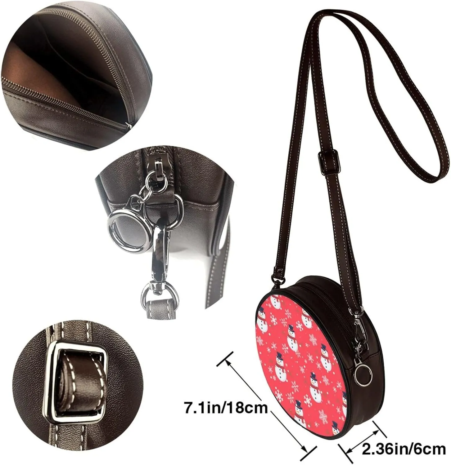 Faux Leather Shoulder Bag for Women, Round Shoulder Purse and Clutch Tote Bag with Shoulder Strap