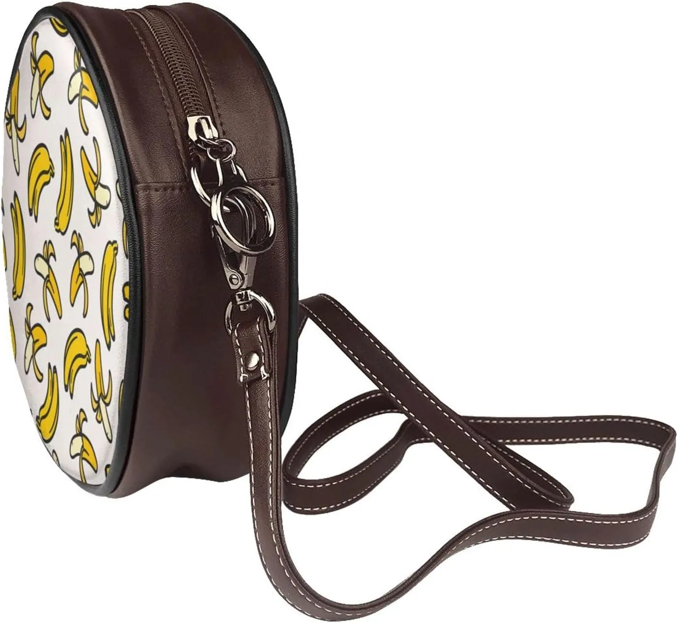 Faux Leather Shoulder Bag for Women, Round Shoulder Purse and Clutch Tote Bag with Shoulder Strap