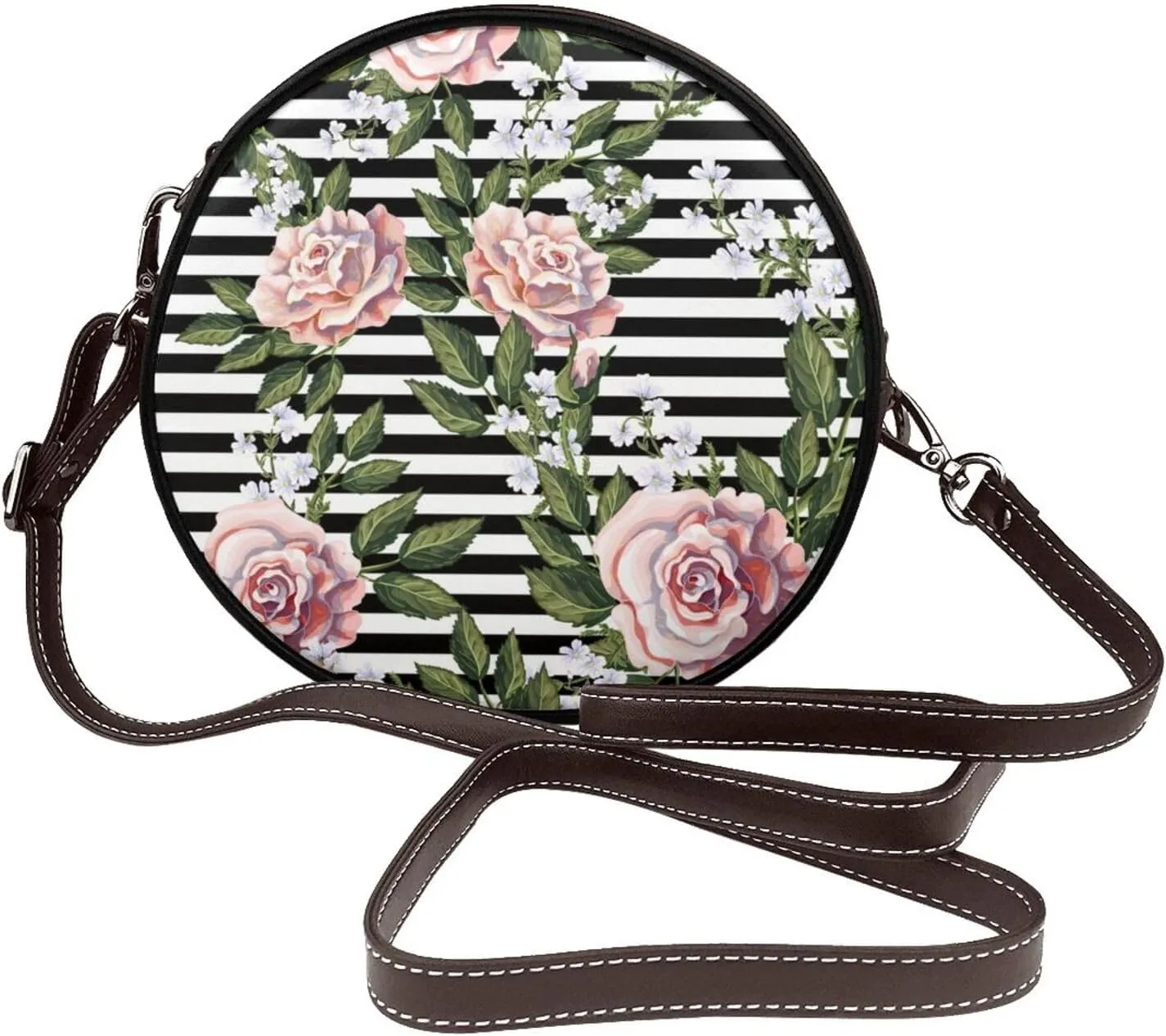 Faux Leather Shoulder Bag for Women, Round Shoulder Purse and Clutch Tote Bag with Shoulder Strap