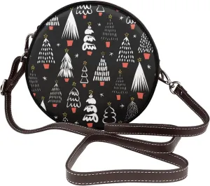 Faux Leather Shoulder Bag for Women, Round Shoulder Purse and Clutch Tote Bag with Shoulder Strap