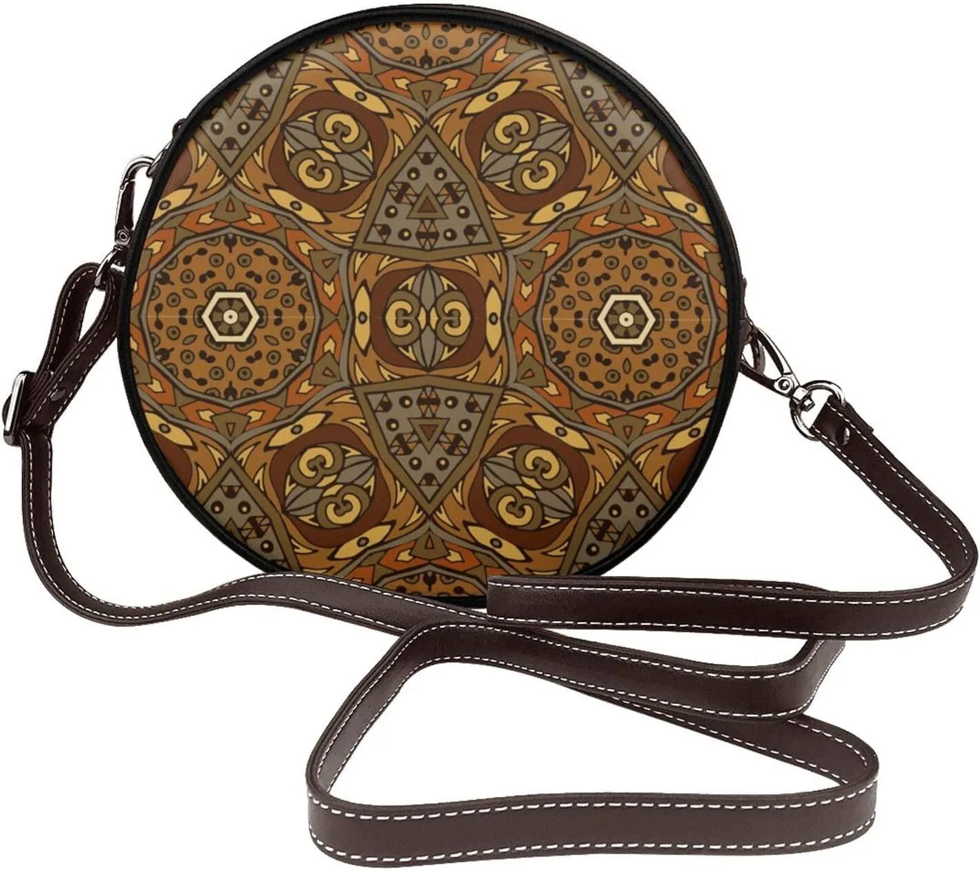 Faux Leather Shoulder Bag for Women, Round Shoulder Purse and Clutch Tote Bag with Shoulder Strap