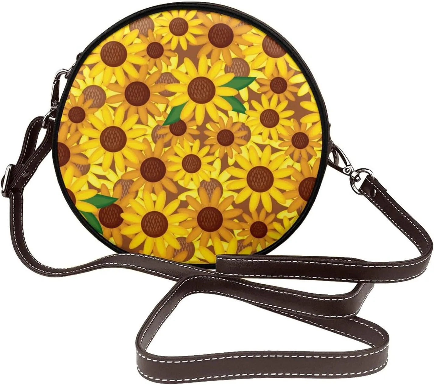 Faux Leather Shoulder Bag for Women, Round Shoulder Purse and Clutch Tote Bag with Shoulder Strap