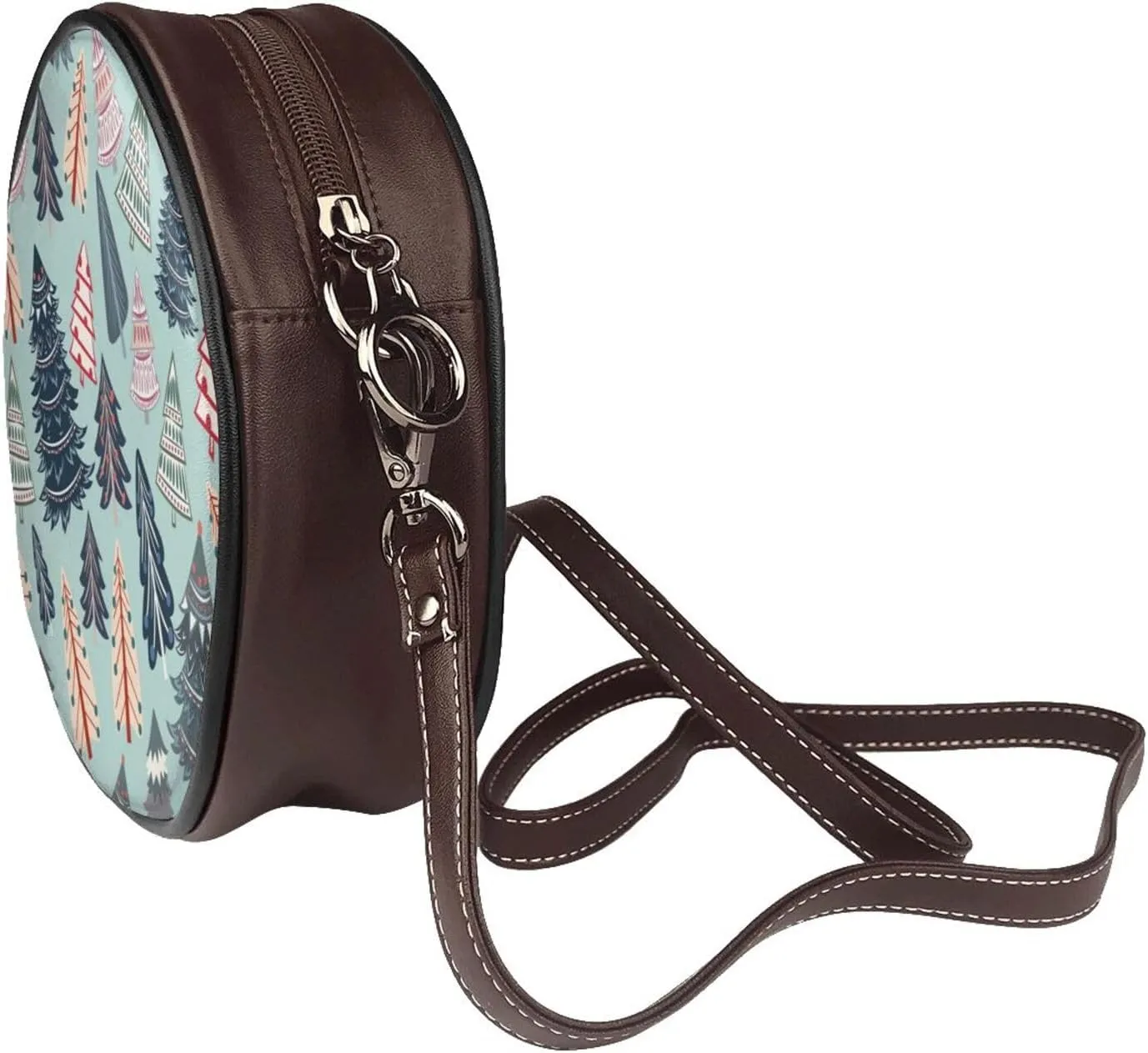 Faux Leather Shoulder Bag for Women, Round Shoulder Purse and Clutch Tote Bag with Shoulder Strap